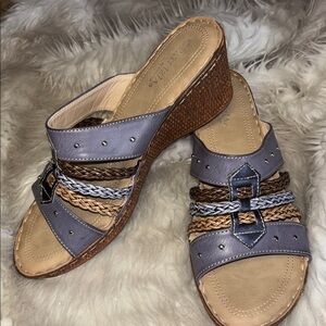 Patrizia Spring Step Wedge Sandals Slip On Pitaya Denim Blue Women’s Size 10